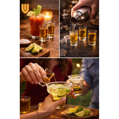 12 Vasos Shot Tequilero Pocillo Largo Vidrio Transparen 50ml Shot Tequila 50ml Vidrio Transparente Cristalino Largo Resistente Reutilizable Fiesta Bar Hogar Lavavajillas