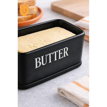 Mantequillero Ceramica Tapa Bambu Cuchillo Mantequilla Bambu