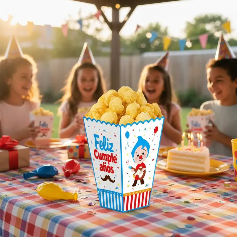 6 Cajas Cabritas Payasito Caja Para Cabritas Palomitas Fiest Multicolor