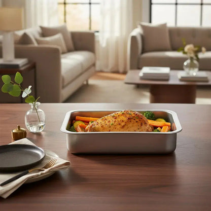 2 Bandeja Para Horno Bandeja Acero Inoxidable Multiuso 31x21 Gris