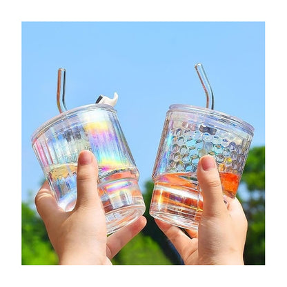 Pack X4 Vasos Con Bombilla Transparente Vaso De Vidrio Jugos