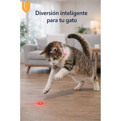 Collar Gato Juguete Interactivo Laser Mascota Inteligente Talla Unica Collar Gato Laser Interactivo Inteligente Rosa Silicona Ajustable Hebilla Led Juguete Mascota Entrenamiento Diversion Rosa...