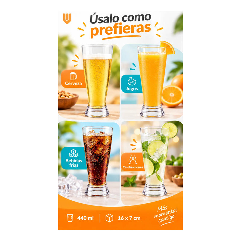 Vaso Acrilico Cervecero Reutilizable 440 Ml Transparente Vaso Transparente