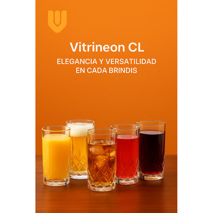 Set 6 Vasos Vidrio Altos Vaso Cristal Tallados Bebidas 380ml