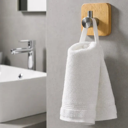 Elegante Colgador Perchero Pared Bambu Acero Inoxidable Adhe Bambú