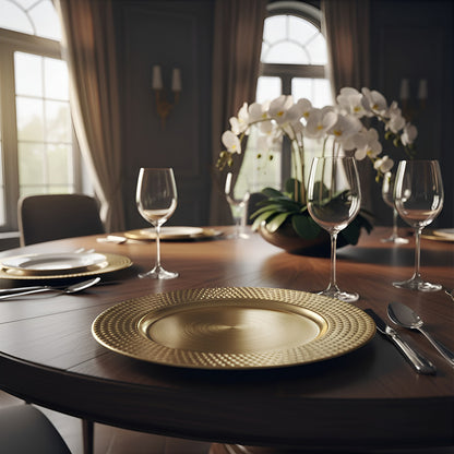 Plato Base Dorado 33cm Super Resistente Diseño Elegante Dorado