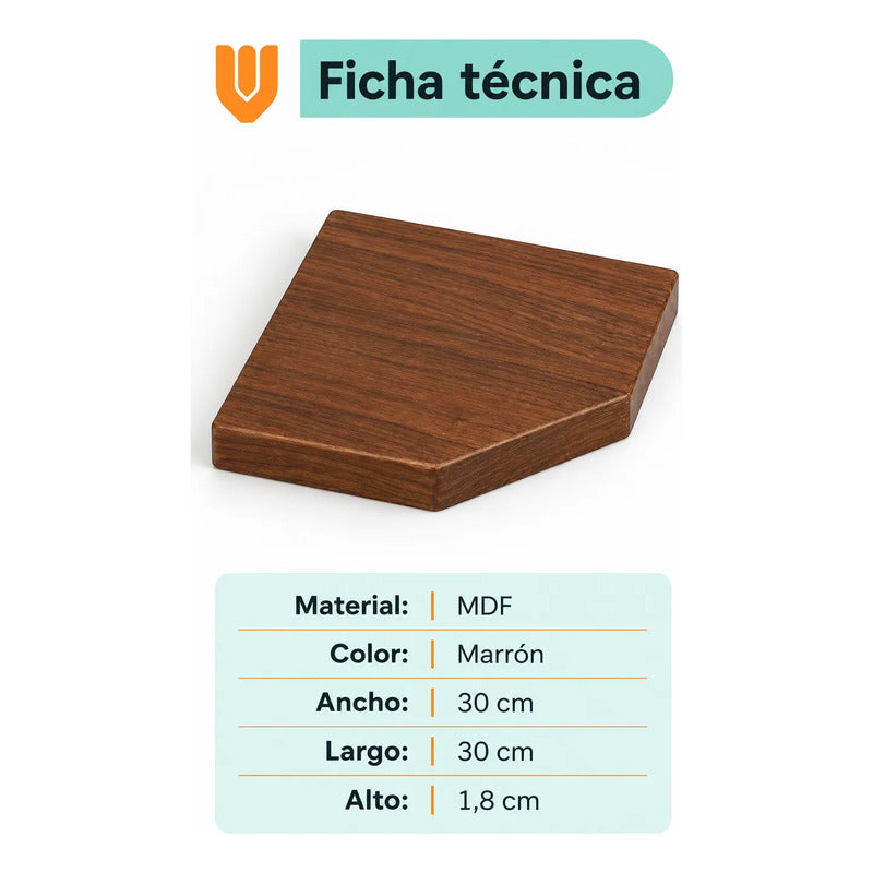 2 Repisas Esquineras Mdf Marrón 30x30 Cm Dormitorio Living Marrón