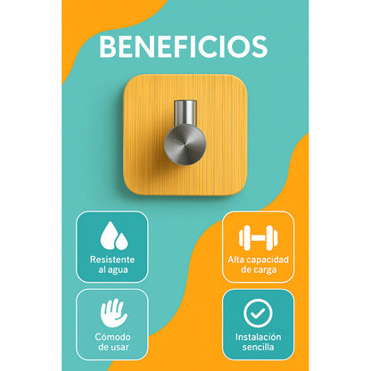 Colgador Bambu Colgador Perchero Pared Acero Inoxidable Bambú