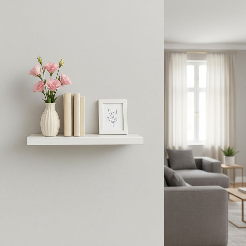 3 Repisa Flotante Dormitorio Baño Estantes Pared Mdf 40x15cm Blanco