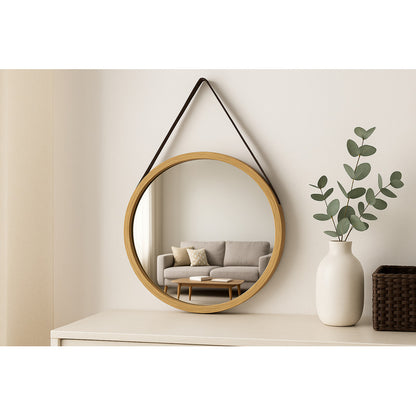 Espejo Redondo Colgante Bambu Decorativo Espejo Pared 25 Cm Bambú