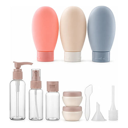 Set 11 Botella Viaje Portátil Contenedores Accesorio Shampoo Multicolor