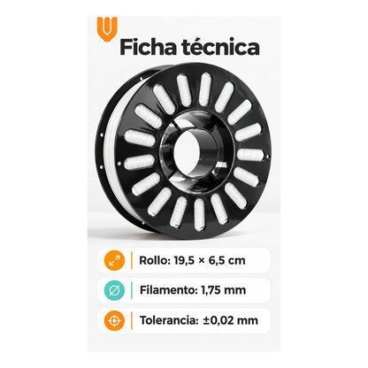 Filamento Impresora 3d Blanco 1,75mm ±0,02mm Rollo Carrete Blanco Filamento Impresión Tridimensional Bobina Rollo Carrete Negro Modelado Digital Prototipos Figuras Diseños Maquetas 1,75 Mm
