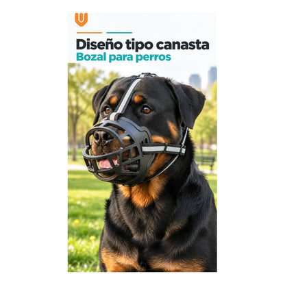 Mascara Canina Anti Mordidas Control Ladrido Comodo Resisten Negro Mediano