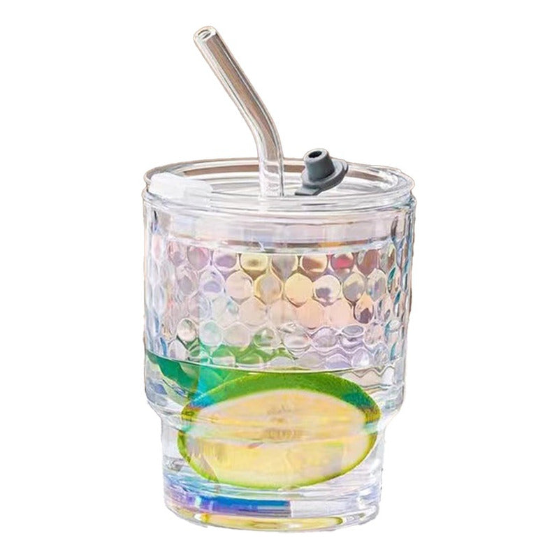 Pack X6 Vasos Con Bombilla Transparente Vaso De Vidrio Jugos