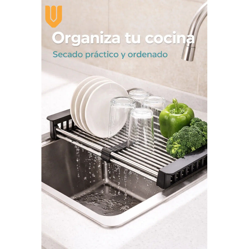 Secaplatos Escurridor Acero Resistente Antioxidable Premium Negro Acero Inoxidable Antioxidante Acabado Premium Resistente Humedad Cocina Fregadero Diseño Moderno Alta Durabilidad