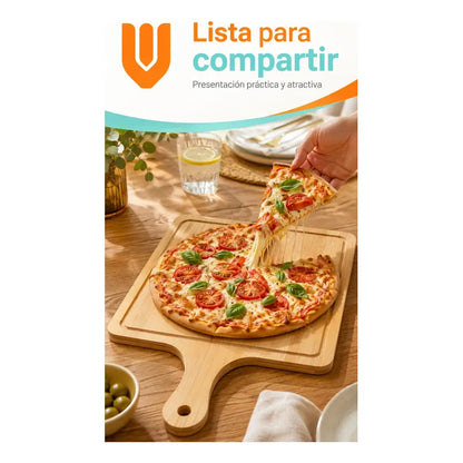 3 Tabla Pizza Tabla Picoteo Madera Bambu Tabla Pica 27x30cm Tabla Cuadrada Tabla Bambu Pizza Picoteo Madera Rectangular 27x30cm Espesor 8mm Mango Quesos Aperitivos Cocina 27x30