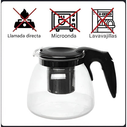 X6 Tetera Vidrio Infusor Te Tetera Infusora Con Filtro 900ml