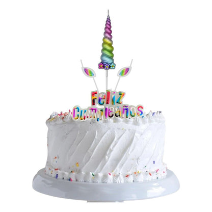 Set 4 Velas De Cumpleaños Adornos Para Tortas Unicornio