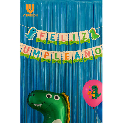 Set 17 Globos Decoracion Dinosaurio Metalico Dino Fiesta Multicolor