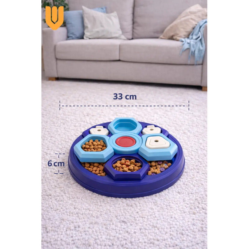 Dispensador Premio Plato Interactivo Perro Comedero Lento Enriquecimiento Sensorial Antiestres Canino Juego Cognitivo Estimulacion Mental Dinamica Alimentacion Controlada Azul