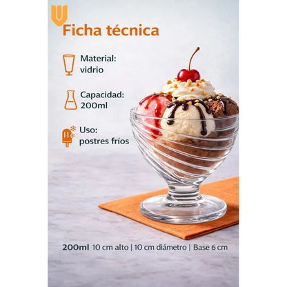 6 Copa Dulcera Transparente Gourmet Presentacion Heladeria Transparente Cristal Brillante Elegante Gourmet Vajilla Postres Helados Presentacion Mesa Dulce