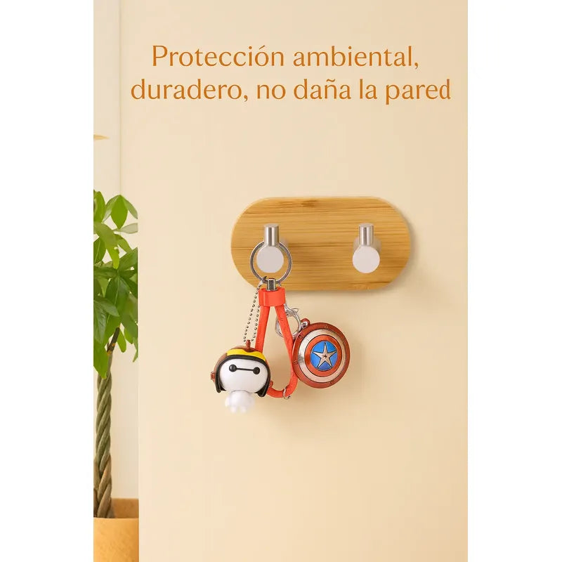 Colgador Pared Acero Inoxidable Bambu Colgador Perchero Bambú