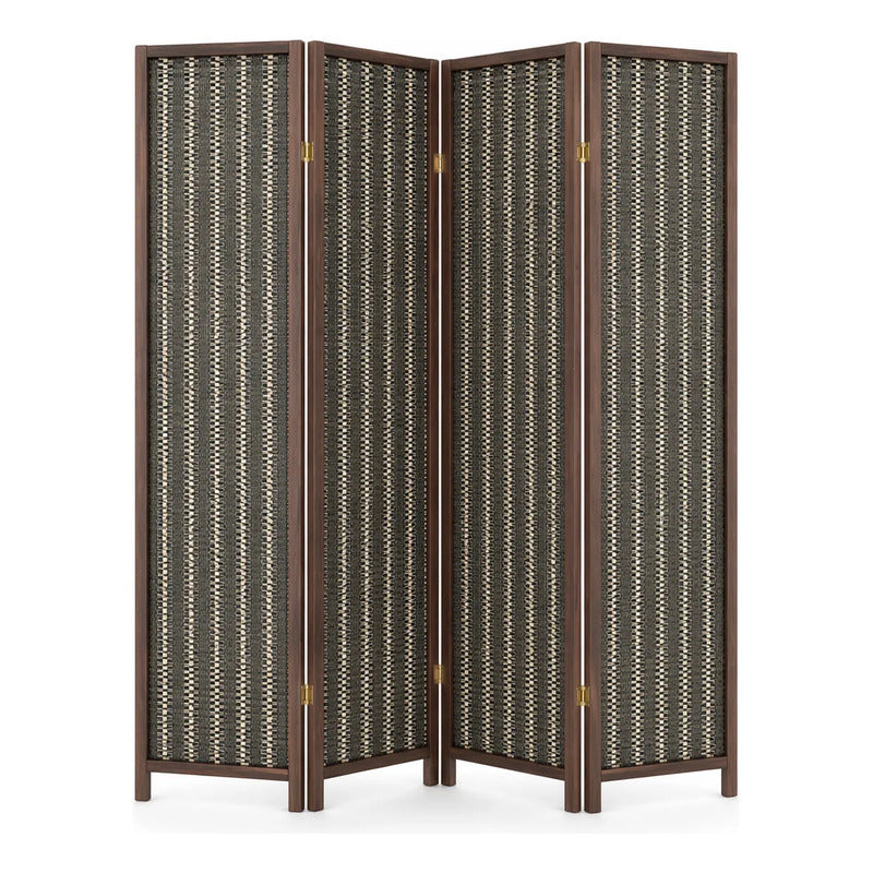 Biombo Decorativo Moderno Estructura Madera Estilo Funcional Biombo Tela Trenzada Panel Plegables Decoración Interior Elegante Divisor Ambientes Estilo Contemporáneo Funcional Hogar Beige