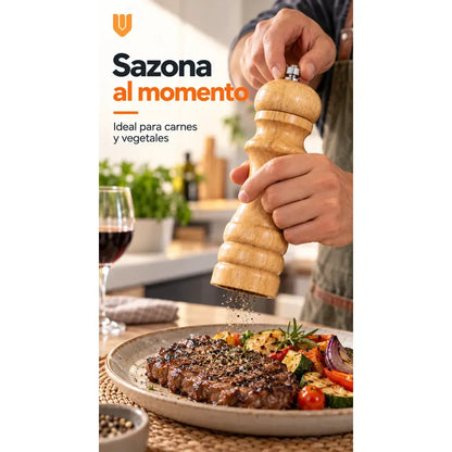 Molinillo Sal Especieros Condimentos Dispensador Pimentero 2 Marron Claro Natural Tono Bambu Beige Madera Clara Veta Visible Acabado Natural Cocina Mesa Hogar Vitrineon Cl Diario