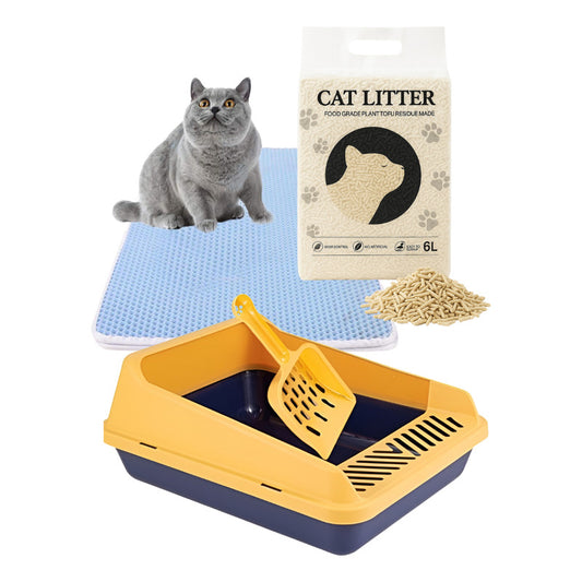 Arenero Para Gato + Tapete Alfombra Gato + Arena Tofu 2.5 Kg