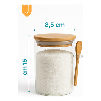 Frasco Vidrio Tapa Bambu Tarro Hermetico Vidrio Bambu 700 Ml