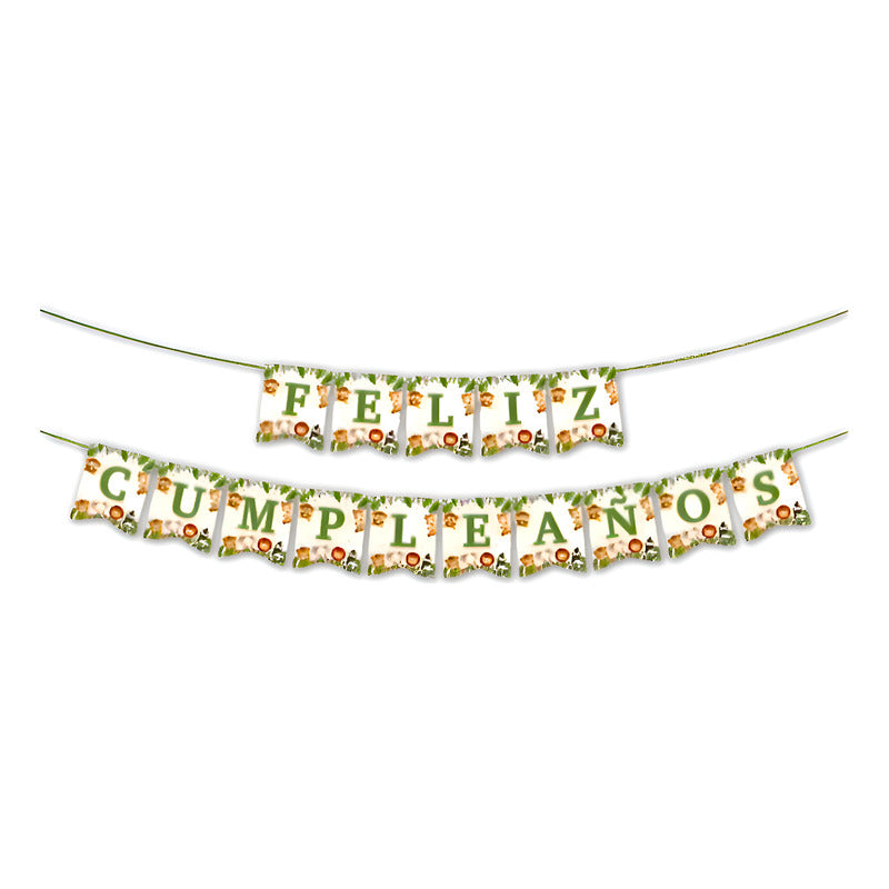 2 Banderín Guirnalda Safari Feliz Cumpleaños Banderín Safari Verde Musgo Safari