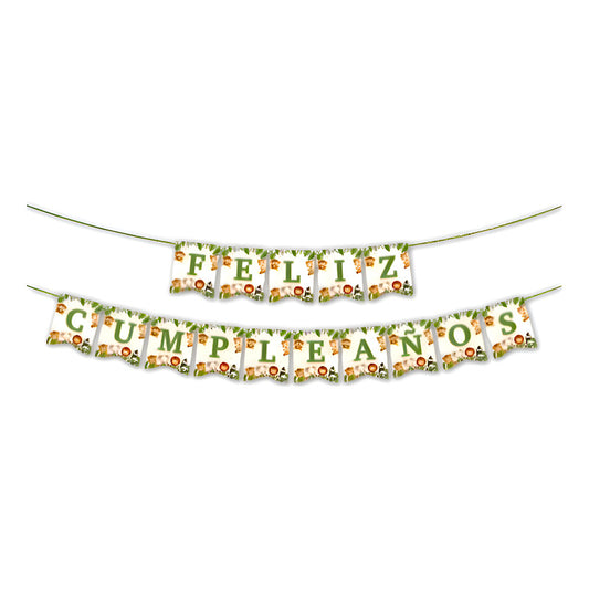 2 Banderín Guirnalda Safari Feliz Cumpleaños Banderín Safari Verde Musgo Safari