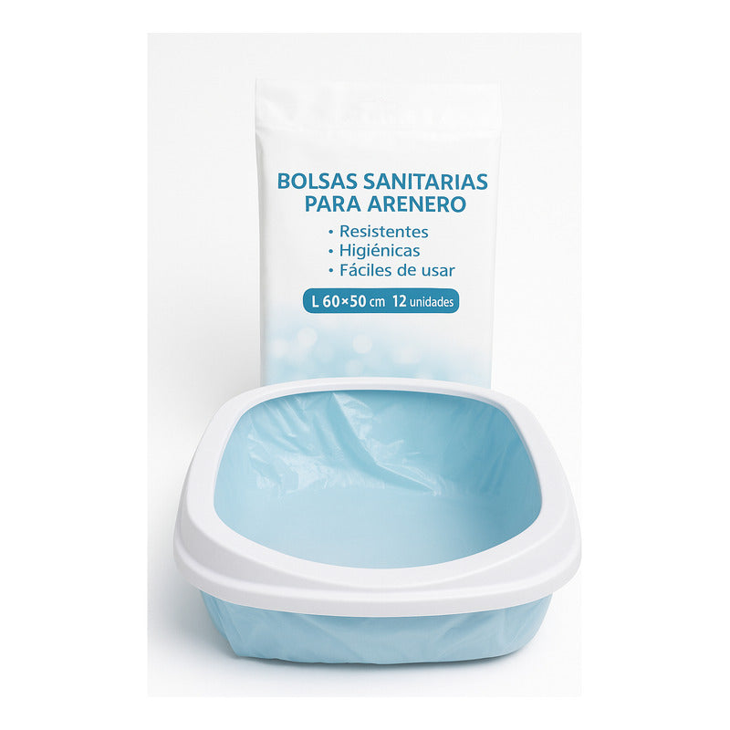 12 Bolsas Arenero Gatos Bolsa Sanitarias Desechables 60x50cm
