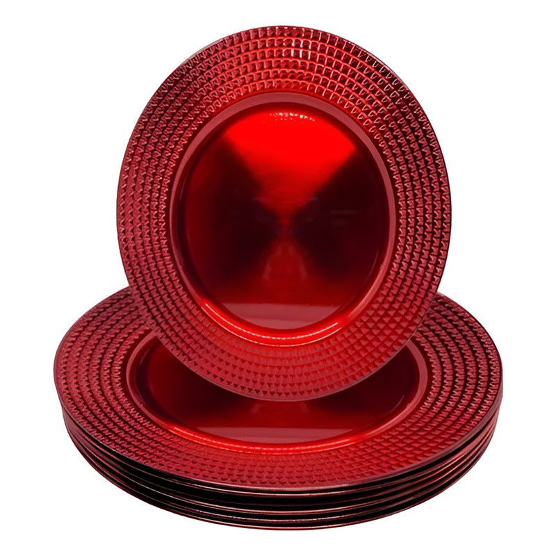 Plato Base Rojo Vajilla Navidad Juego De Platos Rojos 33cm