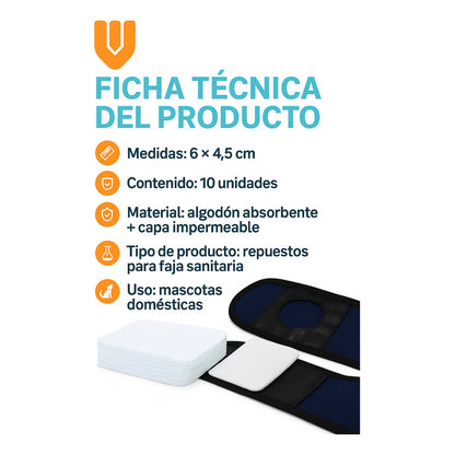 Pack 10 Protector Calzón Celo Mascota Absorbente Almohadilla