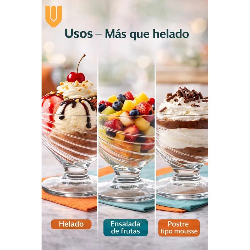 6 Copa Dulcera Transparente Gourmet Presentacion Heladeria Transparente Cristal Brillante Elegante Gourmet Vajilla Postres Helados Presentacion Mesa Dulce