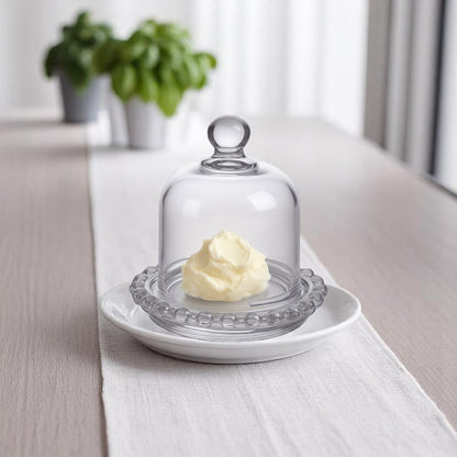 Porta Queso Pocillo De Vidrio Porta Queso Frascos Con Tapa Transparente