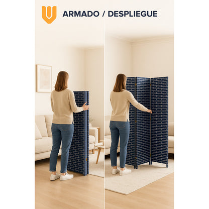 Biombo Separador Oficina Ambientes Divisor 4 Puertas 180 Cm