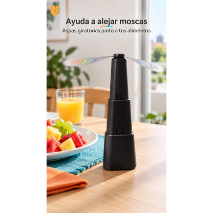 Ventilador Espanta Moscas Mosquitos Portatil Silencioso Negro Espantamoscas Portátil Mesa Ahuyentador Moscas Aspas Suaves Reflectantes Negro 2 Pilas Aa Cocina Comedor Terraza