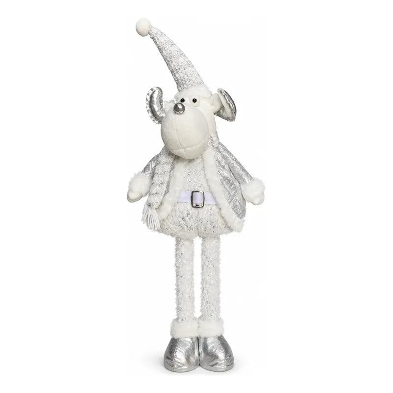 Muñeco Navideño Reno 70cm Retraible Decorativo Figura Blanco Muñeco Adorno Navideño Muñeco Papá Noel Viejito Pascuero Santa Claus Gorro Barba Blanca Figura Verdes Cascabel 70cm Retraible