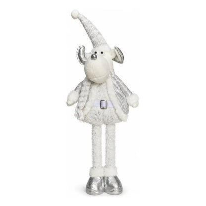 Muñeco Navideño Reno 70cm Retraible Decorativo Figura Blanco Muñeco Adorno Navideño Muñeco Papá Noel Viejito Pascuero Santa Claus Gorro Barba Blanca Figura Verdes Cascabel 70cm Retraible