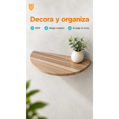 Repisa Flotante Semicircular Mdf Beige 45cm Vitrineon Cl Beige Repisa Mural Flotante Estante Decorativo Organización Recibidor Living Oficina Madera Mdf Muro Concreto Vestidor 45cm