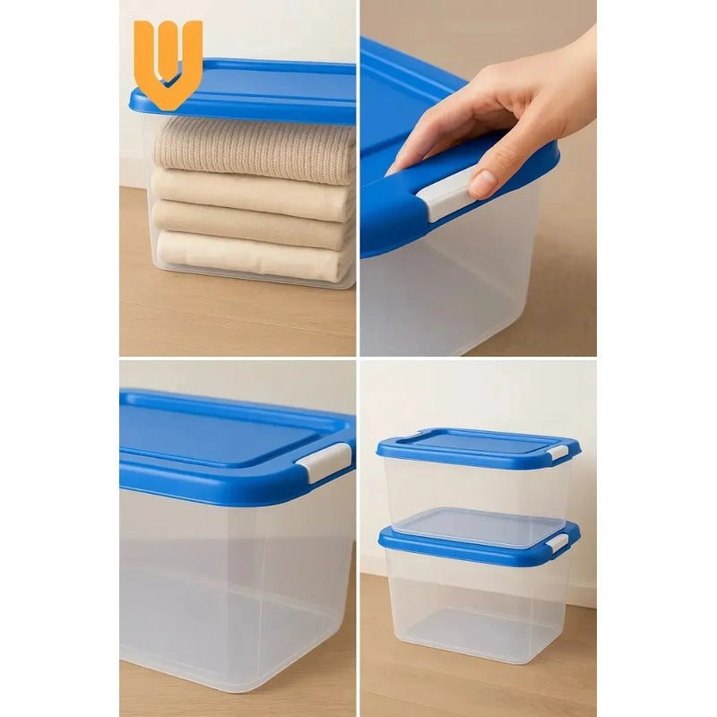 Caja Organizadora Almacenamiento Transparente Aplilable 28 L 2 Unidades Transparente Lisa