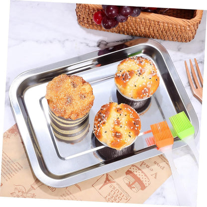 Set X4 Bandeja Para Horno Bandeja Acero Inoxidable Multiuso Gris