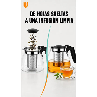 X8 Tetera Vidrio Infusor Te Tetera Infusora Con Filtro 900ml Transparente