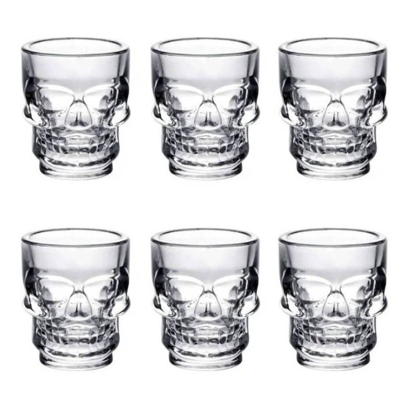 Vaso Shot Tequilero Calavera Vidrio Set 6 Pcs 65ml