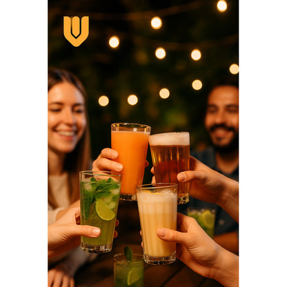 Vasos Vidrio Grueso 330 Ml Alta Durabilidad Set 6 Premium