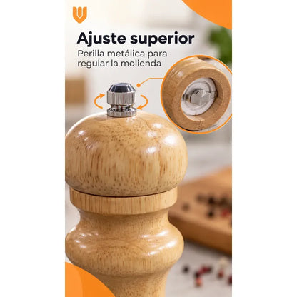 Molinillo Sal Especieros Condimentos Dispensador Pimentero 2 Marron Claro Natural Tono Bambu Beige Madera Clara Veta Visible Acabado Natural Cocina Mesa Hogar Vitrineon Cl Diario