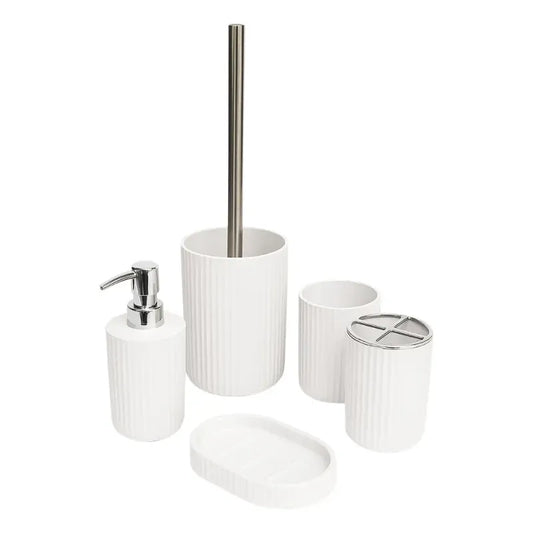 Set 5 Piezas Accesorios Decorativo Baños Juegos Baño Blanco Blanco