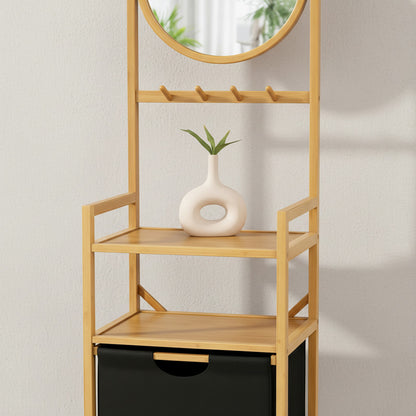 Organizador Bambú Ropa Espejo Doble Canasto Multifuncional Multicolor